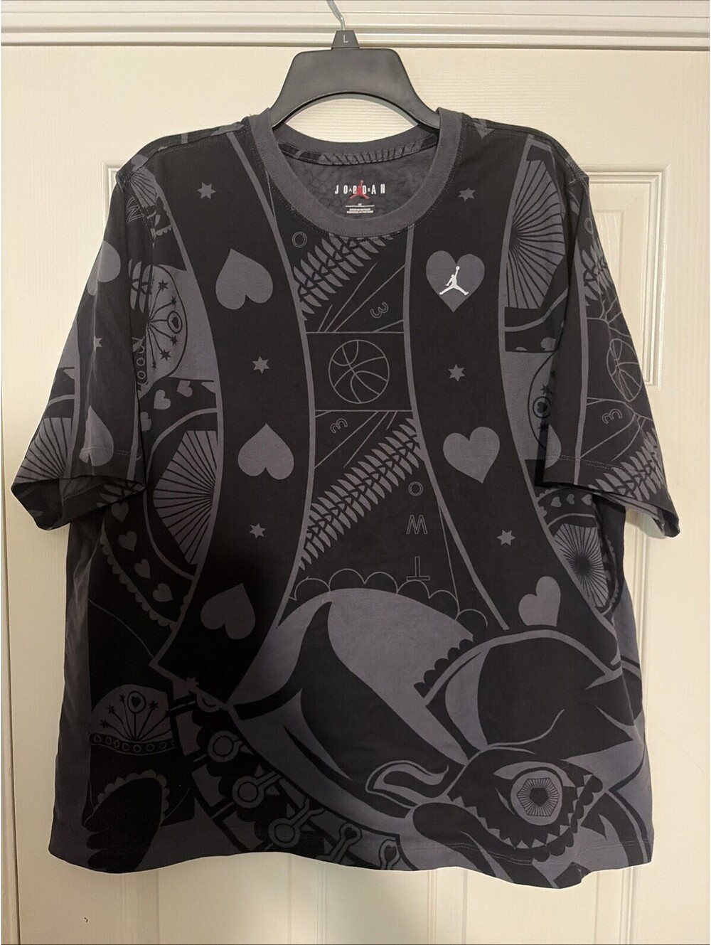 Jordan Flight Women's 2XL Black Cotton Crewneck Graphic Jumpman Tea Clean!!!